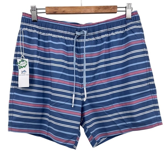 NEW SOUTHERN TIDE Men's‎ Breton Stripe Swim Trunk Coronet Blue Size Medium - Picture 4 of 10